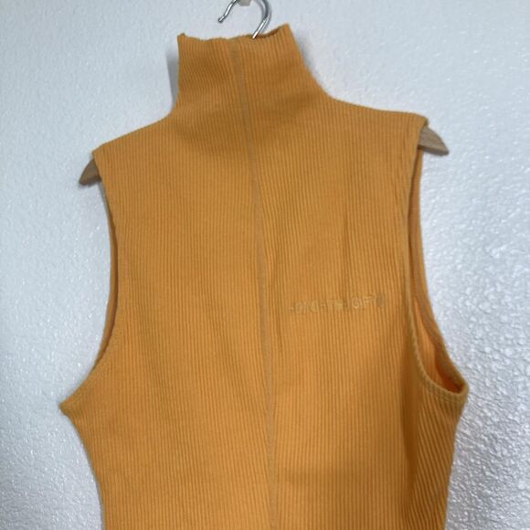 Honor The Gift Bodysuit Womens Small Orange Sleeveless Ribbed Turtleneck Logo - Picture 2 of 16